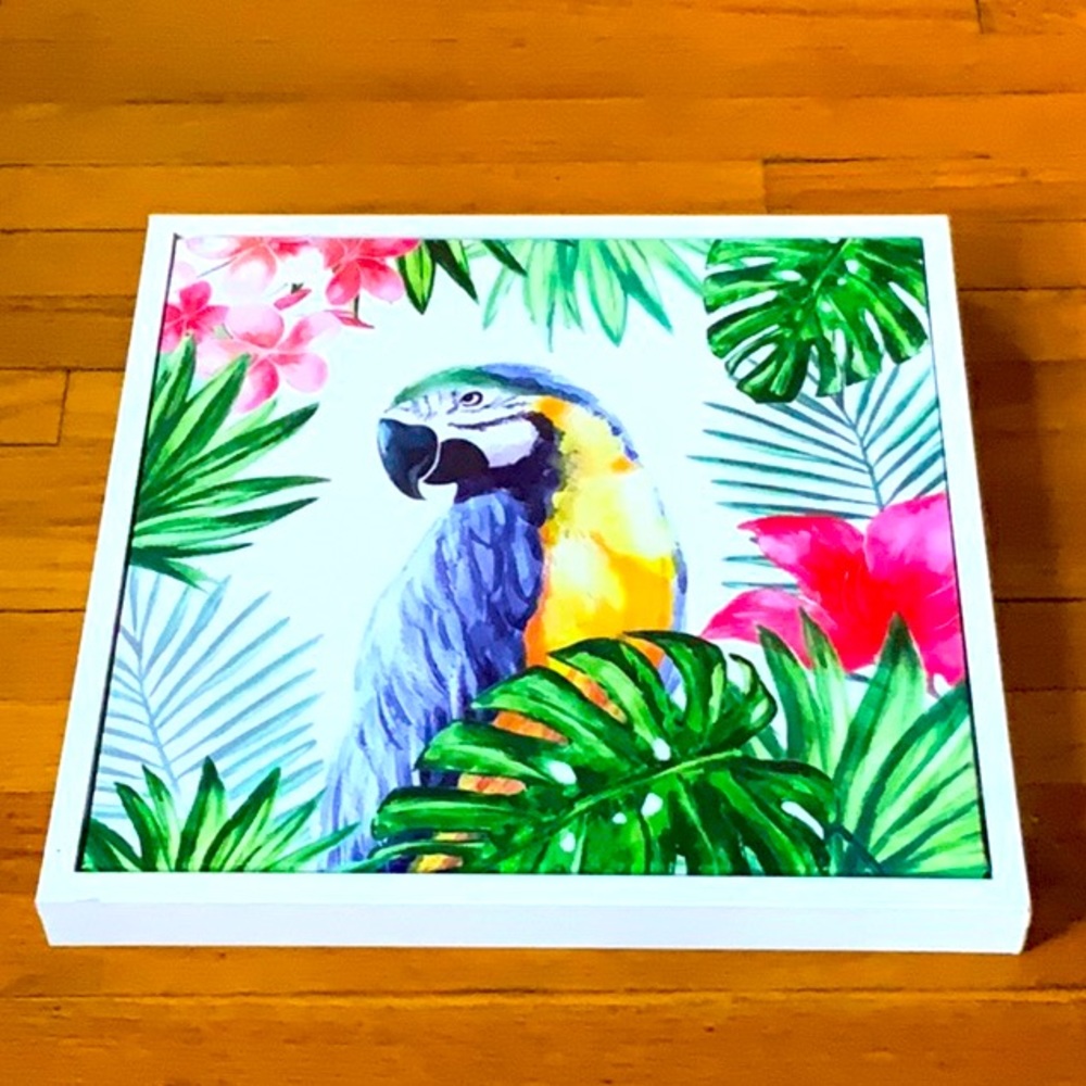 Tropical Parrot Canvas - 12in x 12in